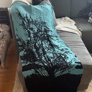 Printed village urban outfitters blue black scarf printed tree